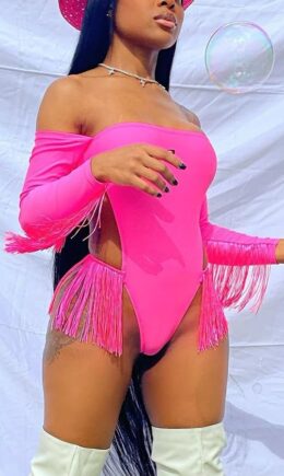 Fashion Sexy Patchwork tassel Backless Hollow Solid Polyester Long Sleeve one word collar Jumpsuits