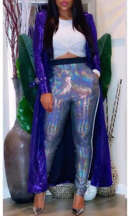 Polyester Elastic Fly High Gilding pencil Pants Bottoms