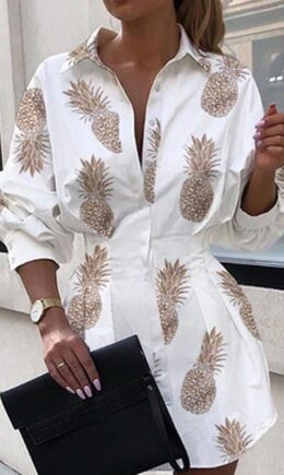 Decorative pattern Chemical fiber blend Street Stripe zebra Decorative pattern lantern sleeve Long Sleeves Turndown Collar A-Line Mini Print Character Dresses