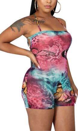 Fashion Casual Print Polyester Slip Jumpsuits