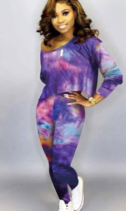 Cotton Sexy Two Piece Suits Print pencil Long Sleeve