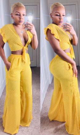 Milk Silk Street Dot Loose Short Sleeve  Two-piece Pants Set