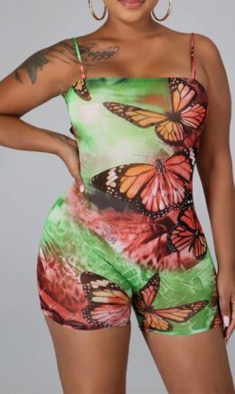 Sexy Print bandage Milk. Sleeveless Slip Jumpsuits