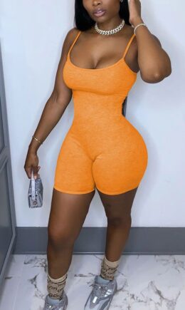 Fashion Sexy Solid Polyester Sleeveless Slip Jumpsuits