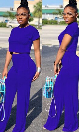 Milk Silk Fashion adult Europe and America Ma'am Solid Two Piece Suits Loose Short Sleeve Two Pieces