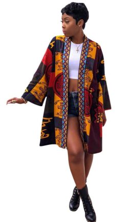 Multi-color cardigan Print Polyester Print Long Sleeve
