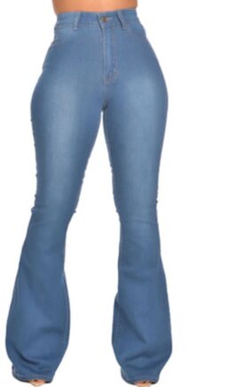 Denim Zipper Fly Mid Solid washing Boot Cut Pants Bottoms