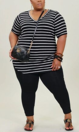 Milk Silk Fashion Active adult Ma'am Striped Two Piece Suits pencil Short Sleeve Two Pieces