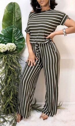 Polyester Sexy Striped Print Stripe Plus Size