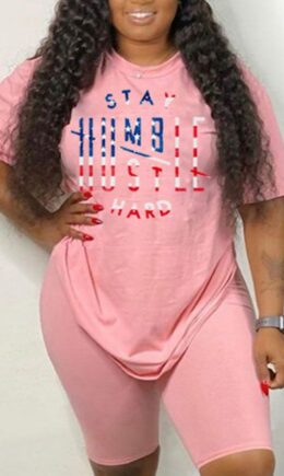 Milk Silk Fashion Active adult Ma'am Print Two Piece Suits Straight Short Sleeve Two Pieces