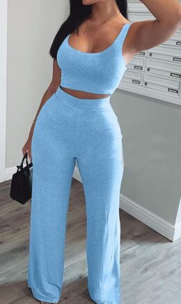 Fashion adult Ma'am OL Patchwork Solid Two Piece Suits Straight Sleeveless Two Pieces