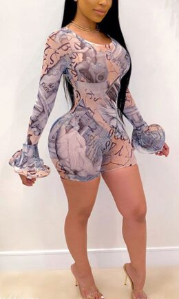 Fashion Sexy perspective Long Sleeve O Neck Jumpsuits