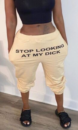 Cotton Blends Mid Letter Print pencil Capris Bottoms