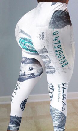Polyester Elastic Fly Mid Print Straight Pants Bottoms