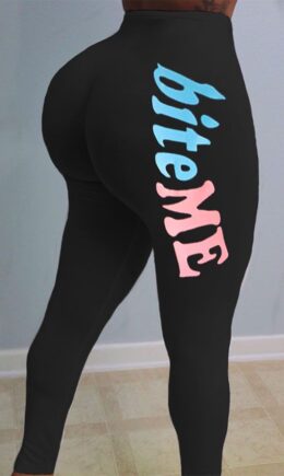 Polyester Elastic Fly Mid Letter Straight Pants Bottoms