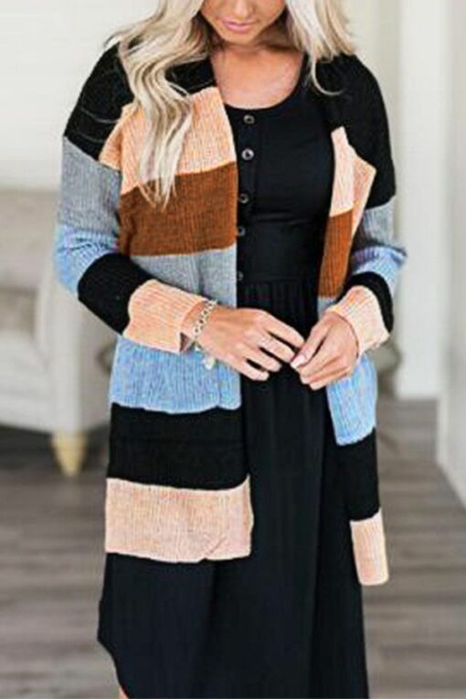 cardigan Patchwork Polyester Others Long Sleeve Outerwear