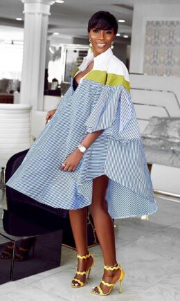 Fashion Casual Bubble sleeves Half Sleeves Mandarin Collar Asymmetrical Knee-Length fastener Patchwo