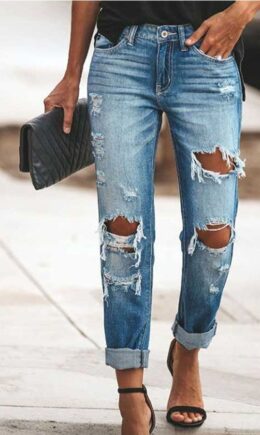 Broken Holes Distressed Denim