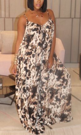 yellow Fashion street Print Sleeveless Slip Jumpsuits