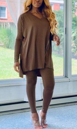 Fashion Casual Adult Milk Fiber Solid V Neck Long Sleeve Cap Sleeve Longer In The Rear Two Pieces