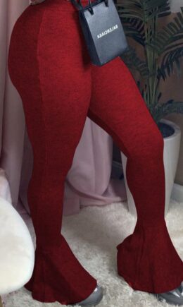 Fashion Casual Adult Polyester Solid Boot Cut Bottoms