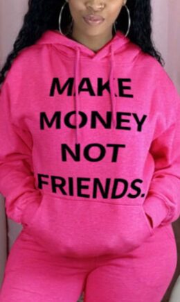 Polyester hooded Long Sleeve Print Tops