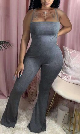 Fashion Sexy Solid Cotton Sleeveless Slip Jumpsuits