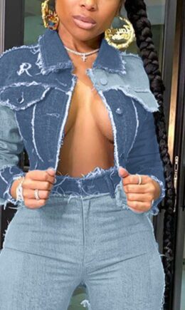 Fashion Casual Long-sleeved Short Denim Jacket