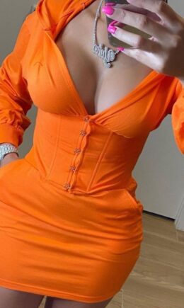 Fashion Casual Adult Polyester Solid Split Joint Hooded Collar Long Sleeve Mini Long Sleeve Dress Dresses