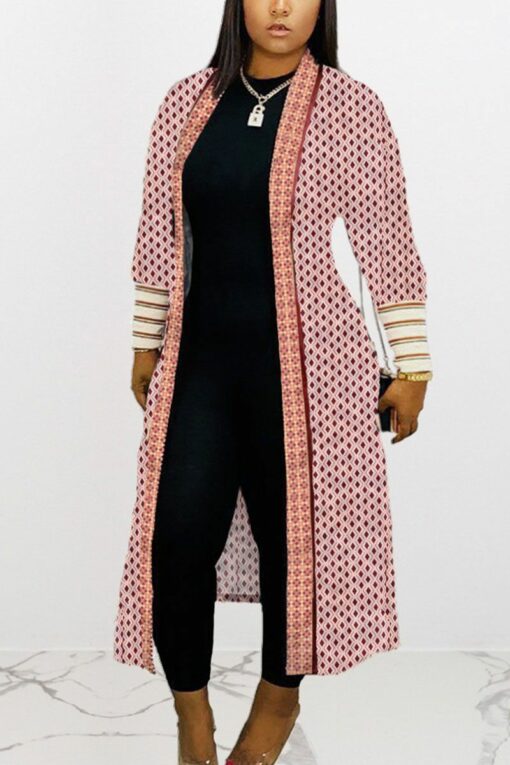 Daily Twilled Satin Print Cardigan O Neck Outerwear
