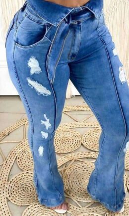 Daily Solid Ripped Boot Cut Denim