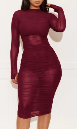Cap Sleeve Long Sleeves O neck Pencil Dress Knee-Length Patchwork Print Dresses