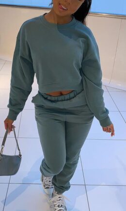 Casual Solid Long Sleeve Two Pieces