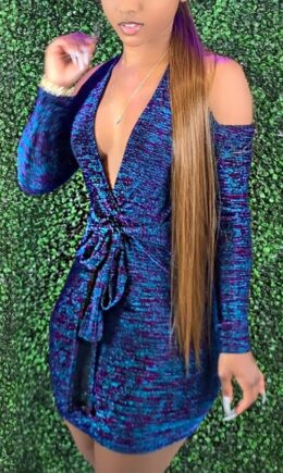 Street Solid V Neck Dresses
