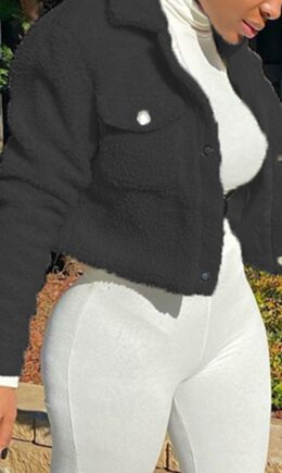 Fashion Casual Solid Cardigan Turndown Collar Outerwear