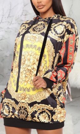 multicolor Sexy Print Split Joint O Neck Dresses