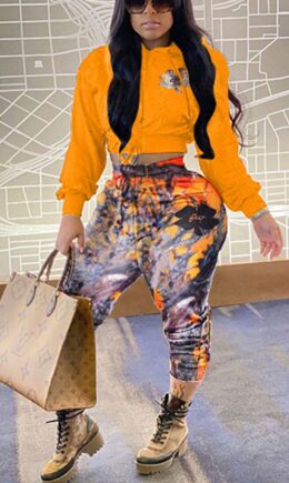 Fashion Casual Print Two Pieces
