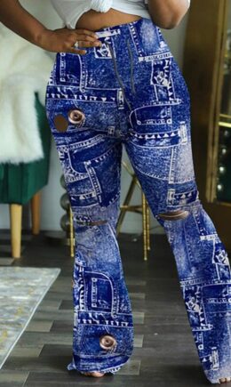 Fashion Casual Print Pants Regular Trousers