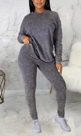 Sexy Casual Solid Split Joint O Neck Long Sleeve Two Pieces