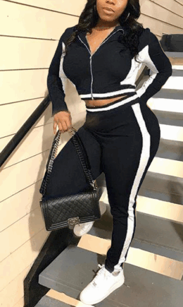 Casual Solid Split Joint Turndown Collar Long Sleeve Two Pieces