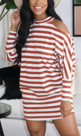 Living Print O Neck Wrapped Skirt Dresses