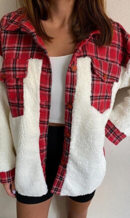 Fashion Casual Plaid Print Split Joint Cardigan Turndown Collar Outerwear