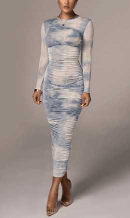 Sexy Patchwork Tie-dye O Neck Sheath Dresses