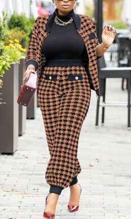 Fashion Casual Print Split Joint Long Sleeve Two Pieces