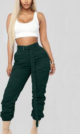Polyester Drawstring Mid bandage Straight Pants  Pants
