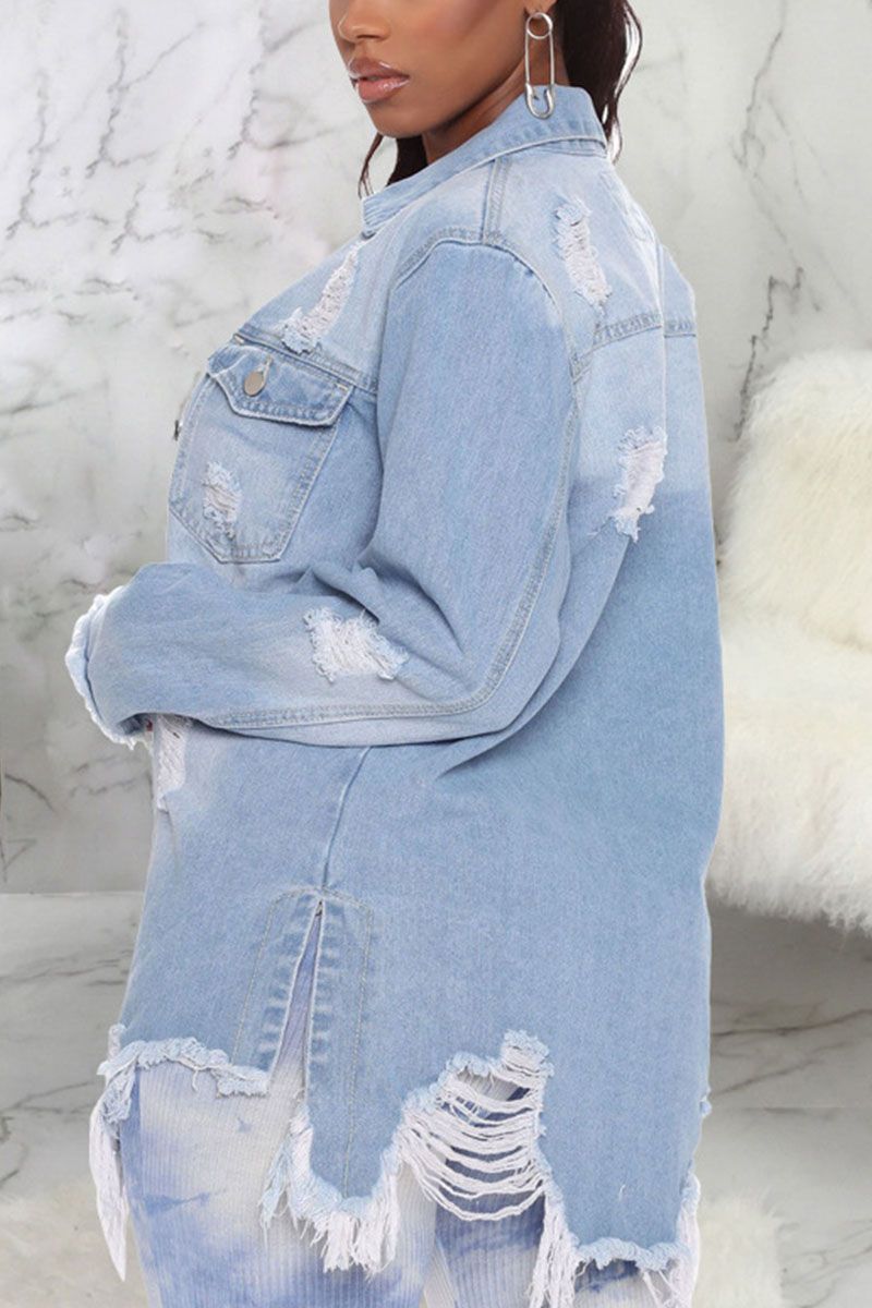 Casual Solid Make Old Turndown Collar Short Sleeve High Waist Regular Denim Dresses main image 1