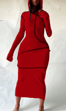Casual Solid Split Joint Hooded Collar Wrapped Skirt Dresses