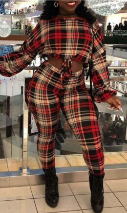 Work Daily Print O Neck Long Sleeve Two Pieces