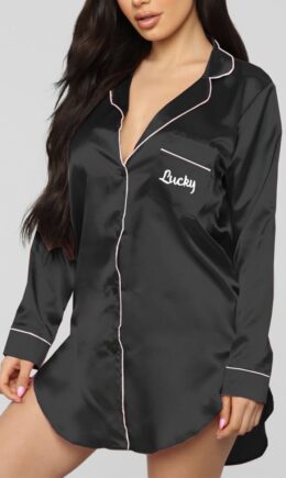 Living Solid Embroidered Shirt Collar Shirt Dress Dresses