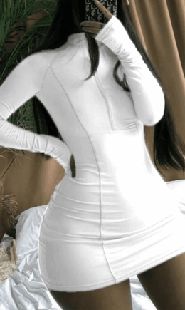 Sexy Solid Split Joint Half A Turtleneck A Line Dresses